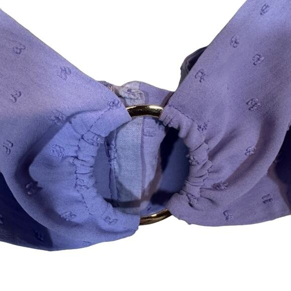 Rumer Women’s Purple Lilac Textured Puff Sleeve Cropped Gypsy Top Size Small - Picture 6 of 11